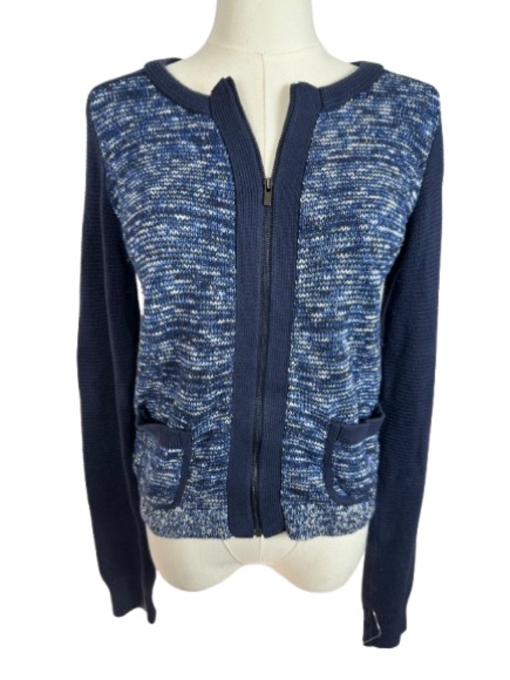 Banana Republic Navy Marled Knit Cardigan